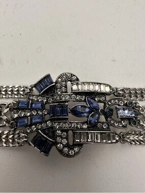 Chloe + Isabel Silver Bracelet with Blue and Clear Crystals